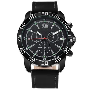 Detail of multi-function sports watch with black grid dial and white minute markers