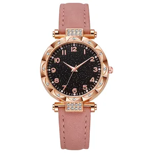 Orologio donna oro rosa con quadrante stellato e cinturino in pelle rosa