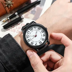Fashion Men's Business Quartz Watch With Mesh Band Large Arabic Numeral Dial Minimalist Analog Wristwatch Casual Sport Watch For Men