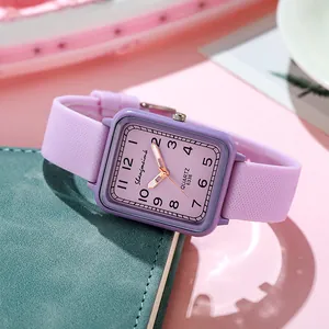 Women's Fashion Square Quartz Watch Minimalist Silicone Strap Analog Digital Display Casual Student Wristwatch Multi Colors