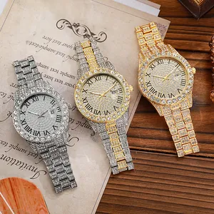 Three luxury quartz watches in gold, silver, and bicolor finishes with rhinestone crystal bezels
