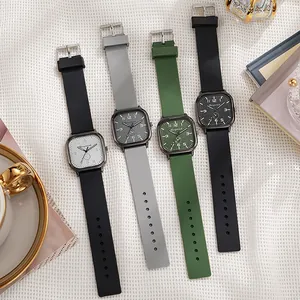 Creative square quartz watch collection for men with silicone straps and matte finish