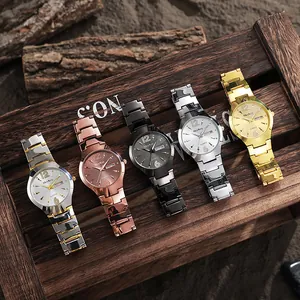 Colección de relojes de cuarzo clásicos con correa de metal y pantalla de día y fecha