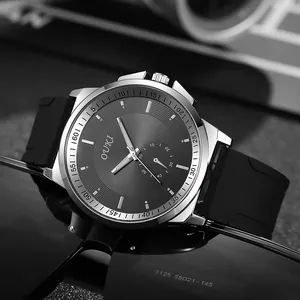 Men Fashion Sporty Quartz Watch Round Alloy Case Silicone Strap Casual Business Wristwatch Decorative Sub-dial Analog Gift