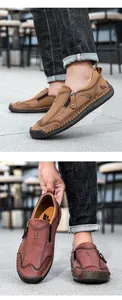 Detail der handgefertigten Leder-Loafer mit Reißverschlüssen und rutschfester Gummisohle