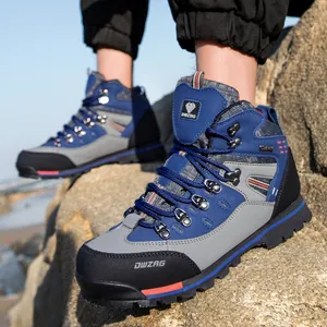 Botas de Senderismo de Caña Alta para Hombre Cuero Genuino Antideslizantes Resistentes al Desgaste Zapatos de Trekking Al Aire Libre Alpinismo