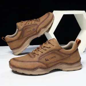 Herren Handgefertigte Mikrofaserleder Freizeitschuhe Outdoor Rutschfeste Low-top Schnürung Mode Sneakers Atmungsaktiv Retro Wanderschuhe