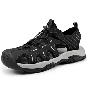 Herren Leder Sandalen mit geschlossener Zehenpartie und rutschfester Gummisohle für Outdoor