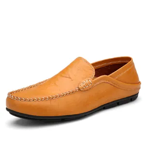 Herren Britischer Stil Echtes Leder Loafer Lässige Fahrstiefel Handgenäht Rindsleder Slipper Mokassins Atmungsaktive Flache Schuhe