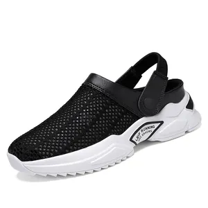 Atmungsaktive Herren-Mesh-Clogs mit weißer dicker Sohle und Komfort-Design