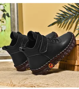 Detail of black winter boots for women featuring warm fleece lining and thick rubber sole