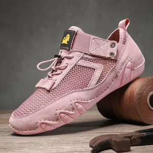 Sneakers rosa traspiranti in pelle scamosciata e mesh per uomo e donna