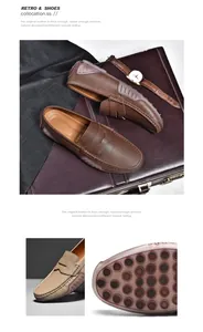Detail of hand-stitched brown leather loafers featuring non-slip rubber pebble soles