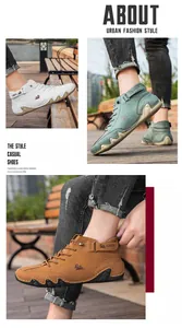 Detail von LDECK Herren-Mid-Top-Boots in Weiß, Grün und Braun mit gewellter Gummisohle