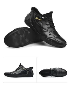 Detailansicht schwarzer Freizeitschuhe für Herren mit Belüftung und rutschfester Sohle