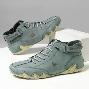 LDECK Herren High-Top Outdoor-Stiefel in Salbeigrün aus Nubukleder mit rutschfester Gummisohle