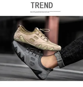 Details von atmungsaktiven Mesh- und Wildleder-Sneakern mit robuster Gummikralle-Sohle