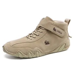 Herren Outdoor-Wanderschuhe aus khakifarbenem Wildleder mit rutschfester Gummisohle