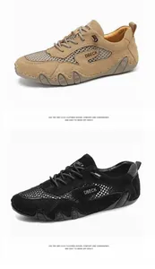 Dettaglio di scarpe outdoor con tomaia in mesh traspirante e suola in gomma con motivo a onde