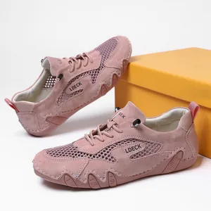 Sneaker traspiranti in rete rosa per uomo e donna con suola in gomma resistente antiscivolo