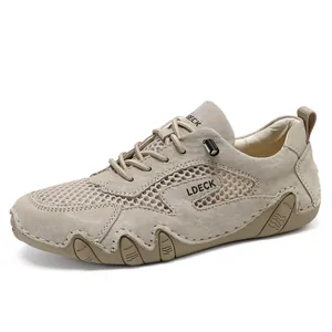 Scarpe outdoor da uomo in mesh traspirante color kaki con suole in gomma antiscivolo