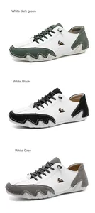 Detailed comparison of low-top sneakers in white dark green, black, and grey finishes
