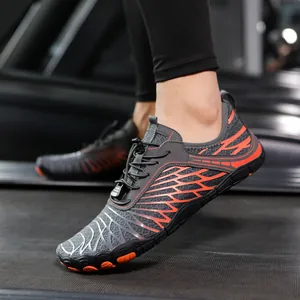 Outdoor Barfuß-Wasserschuhe in Grau und Orange zum Wandern und Schwimmen geeignet