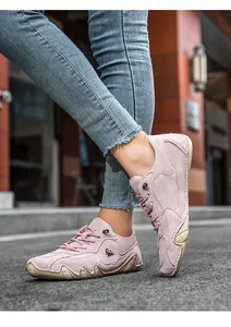 Rosafarbene Damen-Sneaker aus Wildleder mit rutschfester Gummisohle im Freien
