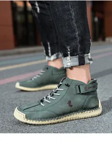 Detailed view of teal suede high-top sneakers with durable stitched rubber soles