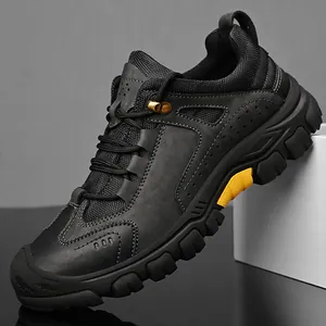 Scarpe Escursionismo Uomo Vera Pelle Antiscivolo Lavoro Casual Suola Spessa Basse Stringate Trekking Sneakers