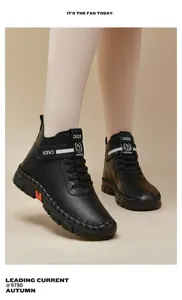 Detail of black martin boots featuring reinforced non-slip soles and orange accents