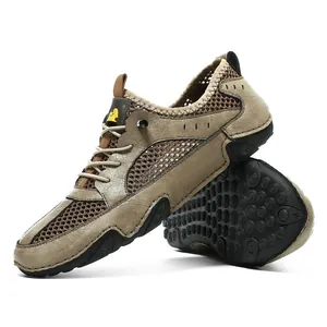 Detailed macro view of breathable mesh stitching and non-slip rubber sole of men sneakers