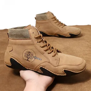 Botas Chelsea Martin de Hombre para Exterior Microfibra Aspecto Gamuza con Cuello de Punto Antideslizantes Botas de Trabajo Retro