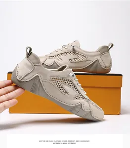 Detail of breathable mesh hiking shoes with rubber protective toe and quick lace system