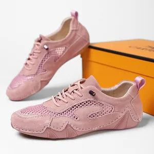 Pink breathable mesh outdoor sports shoes for women with octopus non-slip sole design