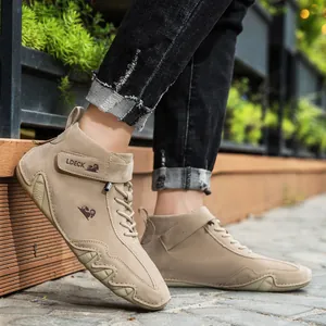 LDECK Herren Martin Stiefel Outdoor Casual High Top Schuhe Schweinsleder Mikrofaser Rutschfeste Mode Sneakers Für Herren Stiefel