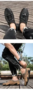 Détail de la semelle octopus sur mocassins décontractés pour hommes en noir et kaki