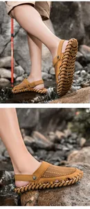 Braune Outdoor-Sandalen für Herren mit atmungsaktivem Mesh und rutschfester Gummisohle