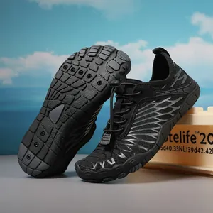 Chaussures d'eau pour enfants noires respirantes avec semelle antidérapante et drainage