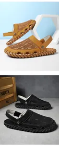 Makro-Detail des atmungsaktiven Mesh-Obermaterials und der handgenähten Sohle am Schuh
