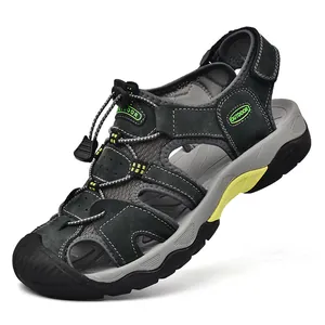 Close-up of breathable mesh material and adjustable bungee lacing on outdoor sandals