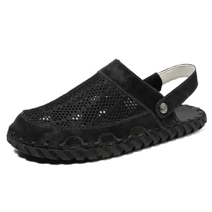 Atmungsaktive Herren-Sandalen aus schwarzem Mesh mit rutschfester Gummisohle für Sommer