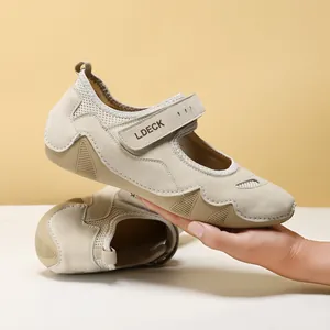 Chaussures de Sport Mary Jane Décontractées d'Extérieur pour Femmes Baskets de Marche Plates en Maille Respirante avec Velcro