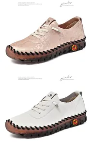 Close-up of jacquard floral walking shoes with durable gum rubber soles and hand-stitched detail