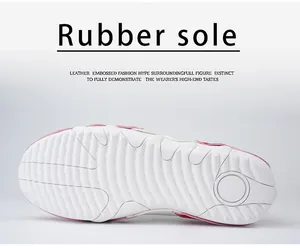 Detailed macro view of the anti-slip white rubber sole and embossed leather texture