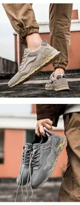 Detailed close-up of non-slip thick soles and breathable mesh on outdoor hiking shoes