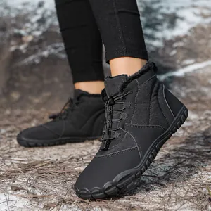 Waterproof non-slip winter snow boots with warm plush lining for outdoor hiking