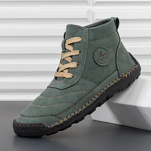 Men's Martin Boots Microfiber Retro Casual Lace-Up Outdoor Work Short Boots With Anti-Slip Rubber Sole Winter Fashion Footwear