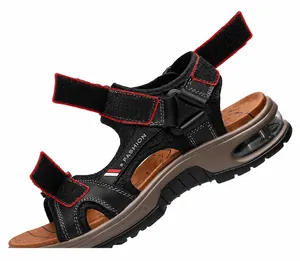 Sandali outdoor da uomo in pelle con cinturini regolabili e ammortizzazione ad aria