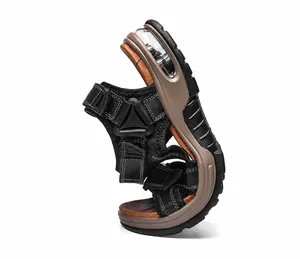 Sandalo outdoor da uomo in pelle flessibile con alta resilienza e cuscino d'aria